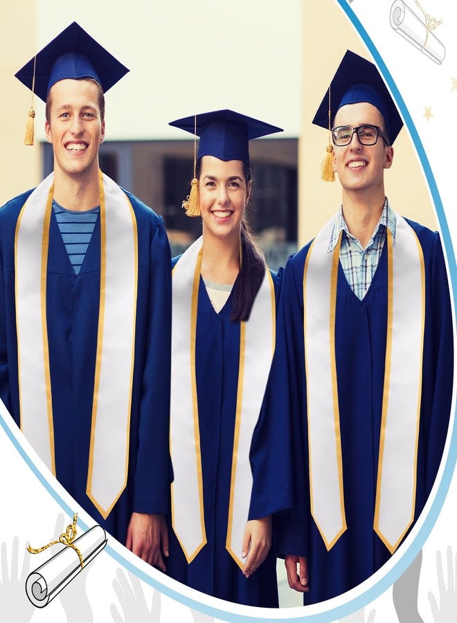 SEEWEY 6 Pcs Graduation Plain Honor Stole Unisex Adult Honor Stole Sash 60" Long Graduation Sash Classic End with Gold Trim (White) - Image 5